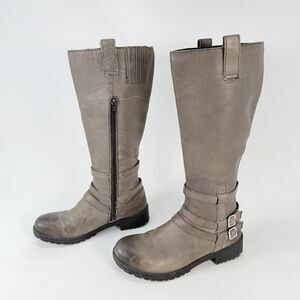 BOC Born Concept Brown Leather Boots Tall Side Zip Riding Boots, Lined Size 7